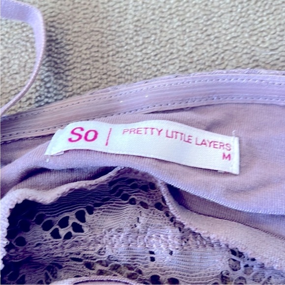 NWT SO Bandeau Pretty Little Layers Sexy Muted Lavender Lace Bralette/cami Sz M - Picture 5 of 5